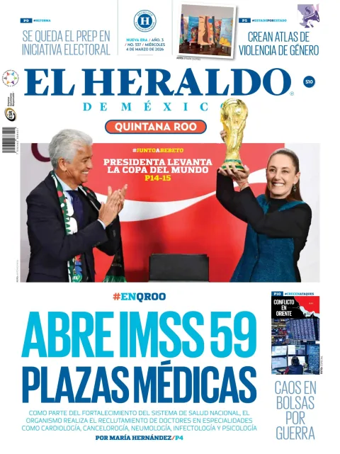 Portada de El Heraldo de Mexico - Quintana Roo