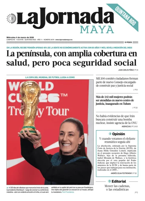 Portada de La Jornada Maya Quintana Roo del miércoles, 4 de marzo de 2026