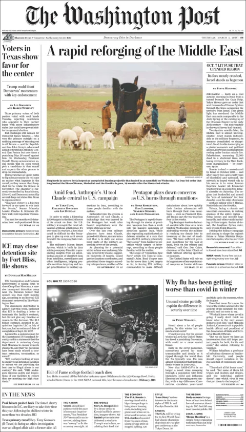 Portada de The Washington Post del jueves, 5 de marzo de 2026