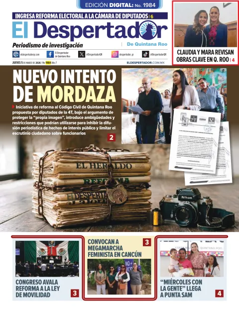 Portada de El Despertador de Quintana Roo del jueves, 5 de marzo de 2026
