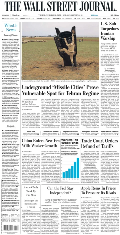 Portada de The Wall Street Journal