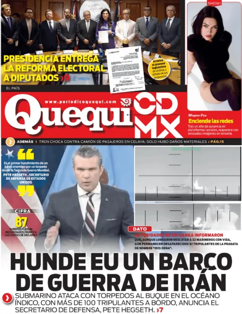 Portada de Quequi CDMX (contraportada) del jueves, 5 de marzo de 2026