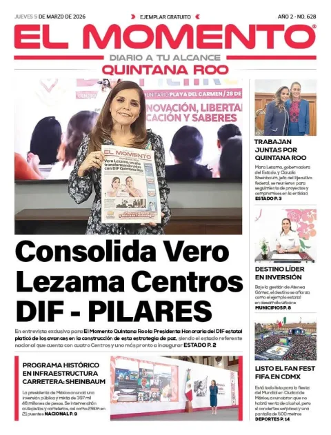 Portada de El Momento Quintana Roo del jueves, 5 de marzo de 2026
