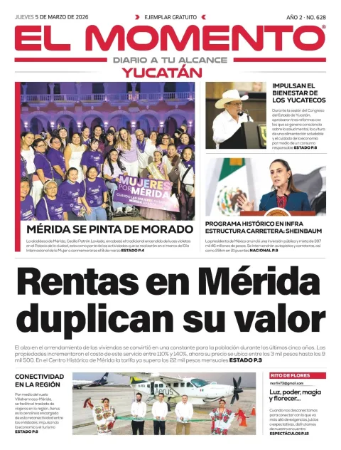 Portada de El Momento Yucatan del jueves, 5 de marzo de 2026