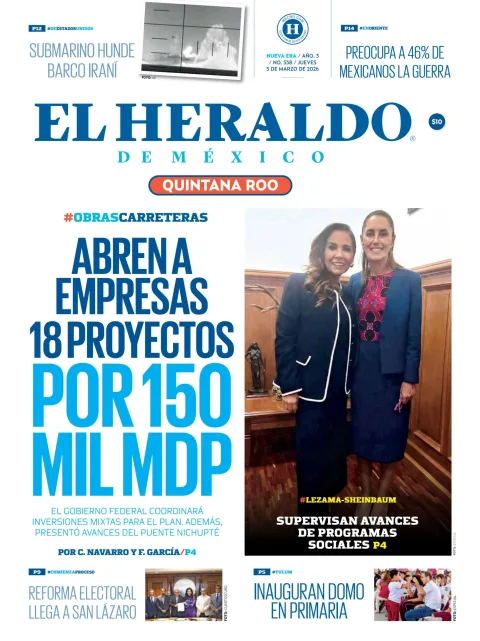Portada de El Heraldo de Mexico - Quintana Roo