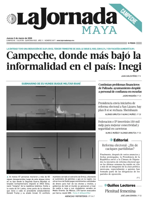Portada de La Jornada Maya Campeche del jueves, 5 de marzo de 2026