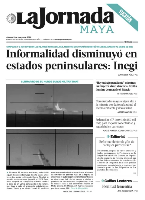 Portada de La Jornada Maya Yucatán del jueves, 5 de marzo de 2026