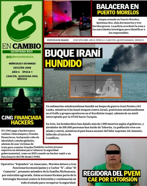 Portada de En Cambio - Quintana Roo (contraportada) del jueves, 5 de marzo de 2026