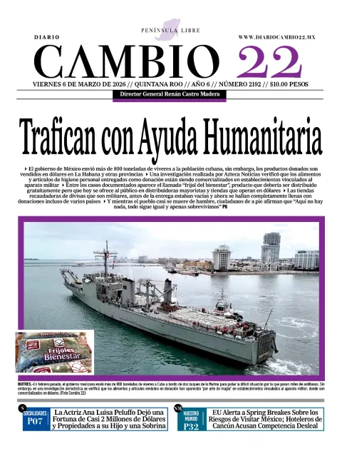 Portada de Diario Cambio 22 (portada) del viernes, 6 de marzo de 2026