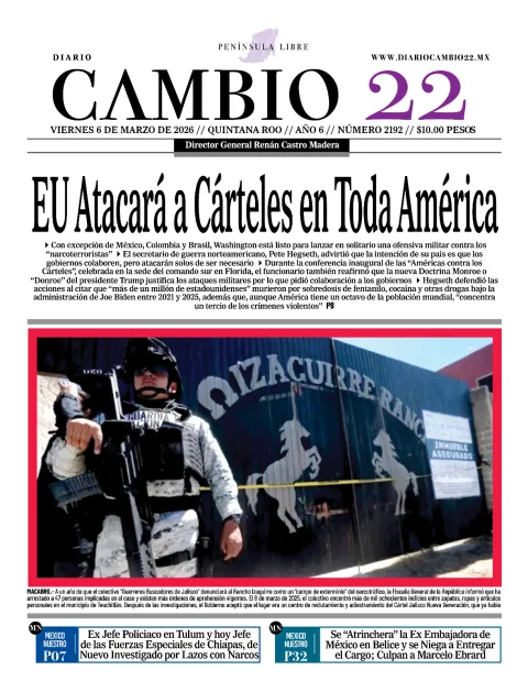 Portada de Diario Cambio 22 (contraportada) del viernes, 6 de marzo de 2026