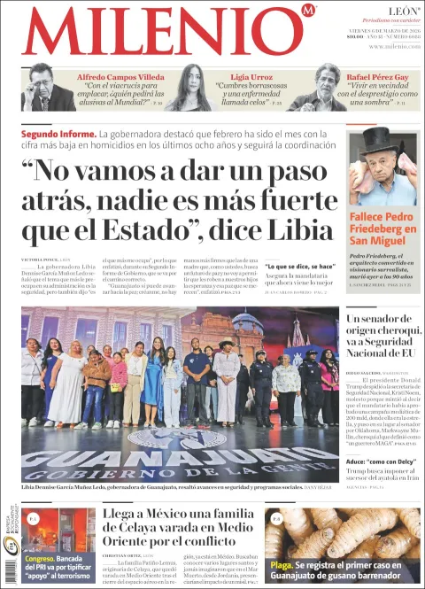 Portada de Milenio Leon del viernes, 6 de marzo de 2026