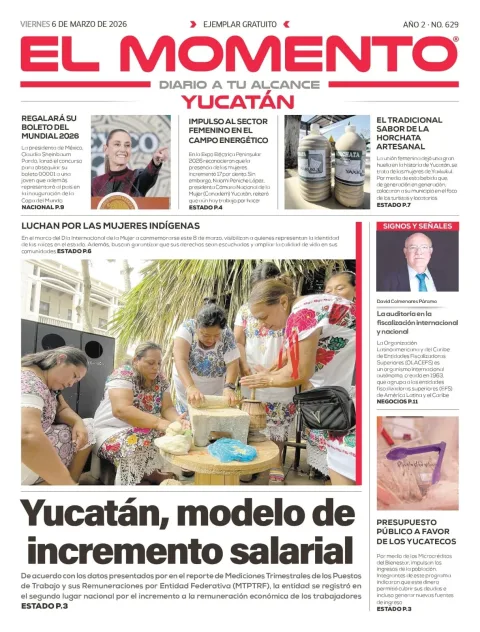 Portada de El Momento Yucatan del viernes, 6 de marzo de 2026