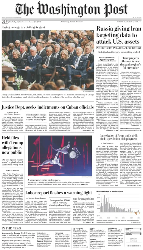 Portada de The Washington Post