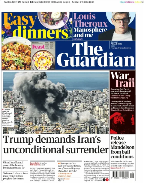Portada de The Guardian (reino Unido)
