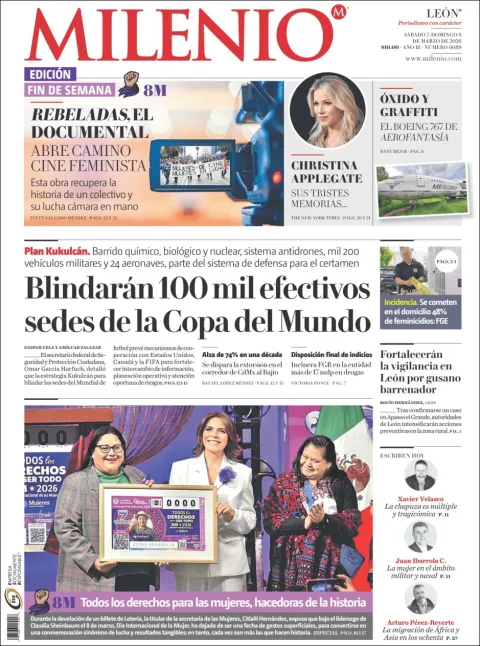 Portada de Milenio Leon del sábado, 7 de marzo de 2026