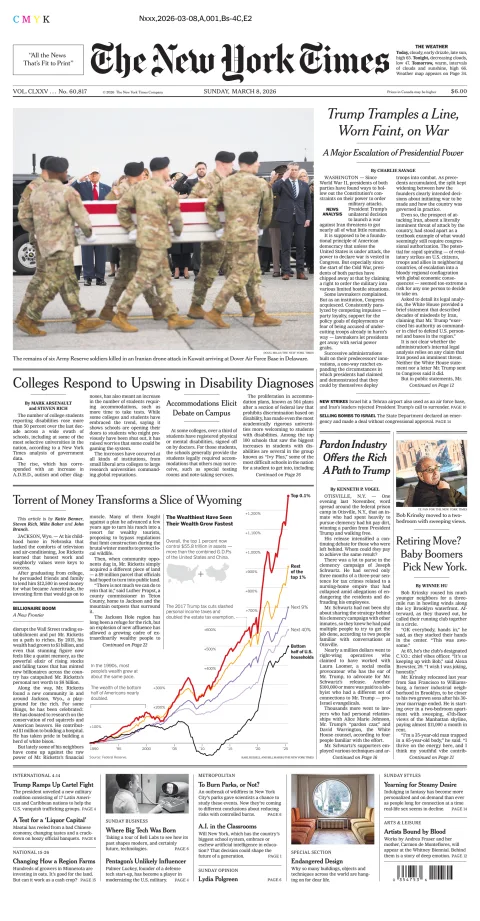Portada de The New York Times (new York)
