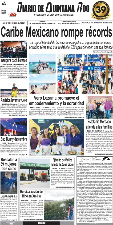 Portada de Diario de Quintana Roo (portada)