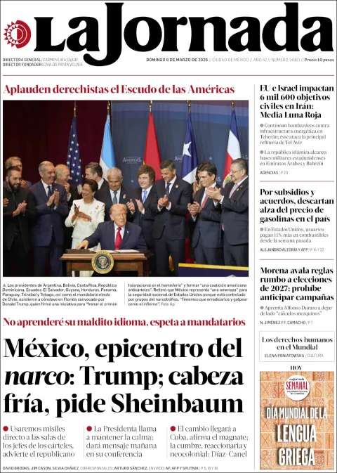 Portada de La Jornada