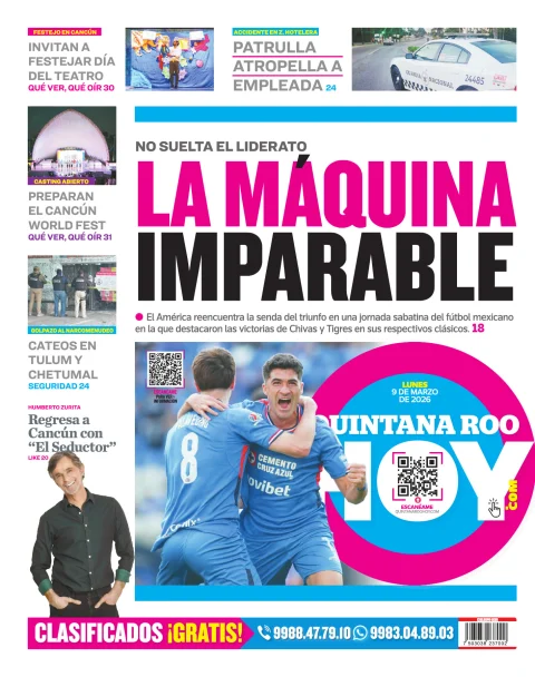 Portada de Quintana Roo Hoy (contraportada)