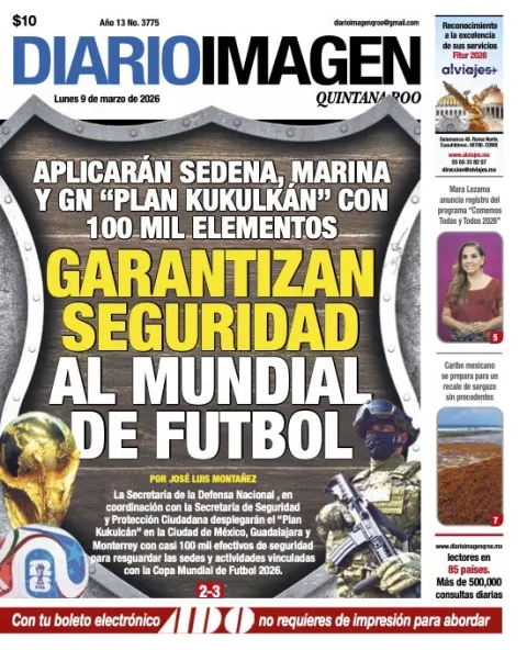 Portada de Diario Imagen Quintana Roo del lunes, 9 de marzo de 2026