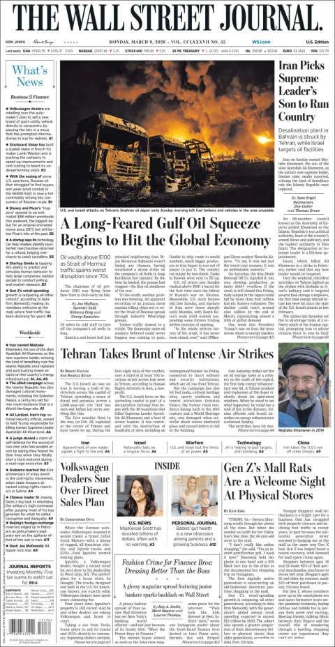 Portada de The Wall Street Journal
