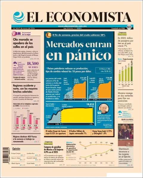 Portada de El Economista del lunes, 9 de marzo de 2026