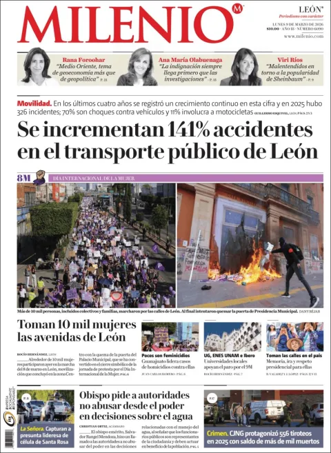 Portada de Milenio Leon del lunes, 9 de marzo de 2026