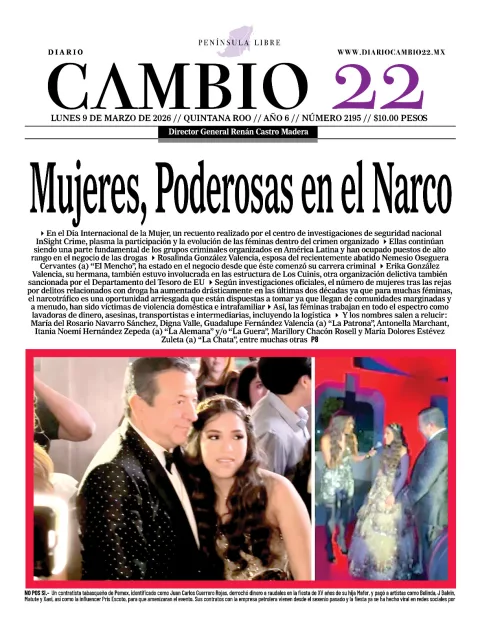 Portada de Diario Cambio 22 (contraportada) del lunes, 9 de marzo de 2026