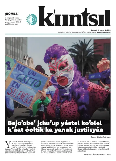 Portada de La Jornada - Kiintsil del lunes, 9 de marzo de 2026