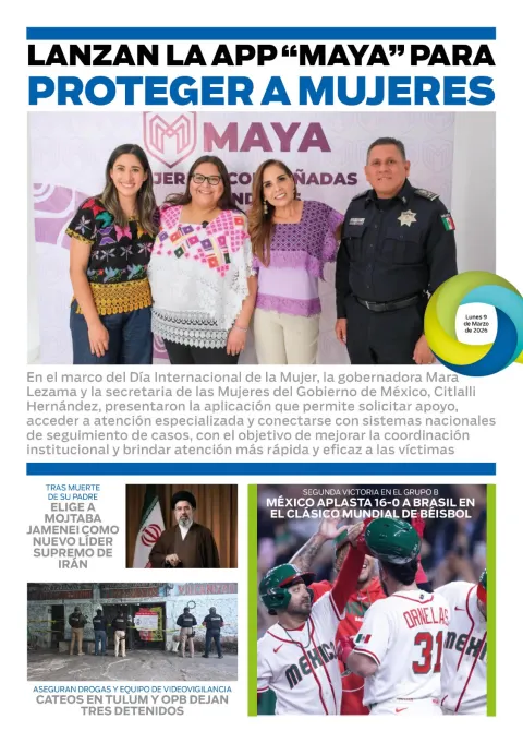 Portada de El Quintana Roo (contraportada) del lunes, 9 de marzo de 2026