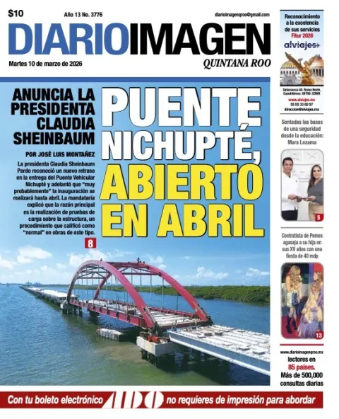 Portada de Diario Imagen Quintana Roo del martes, 10 de marzo de 2026