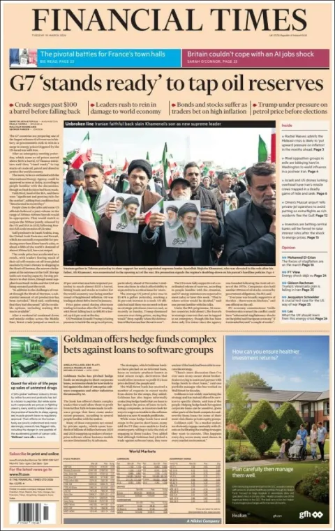 Portada de Financial Times del martes, 10 de marzo de 2026