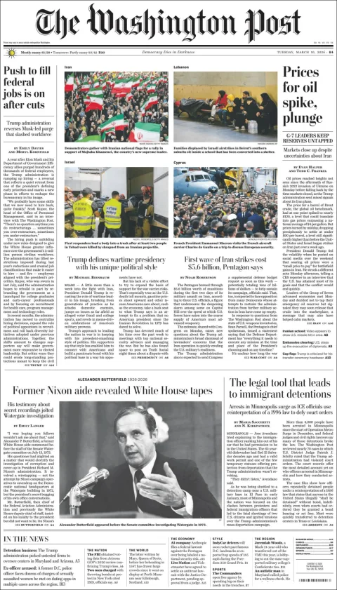 Portada de The Washington Post