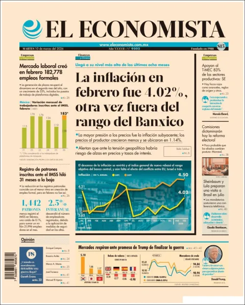Portada de El Economista del martes, 10 de marzo de 2026