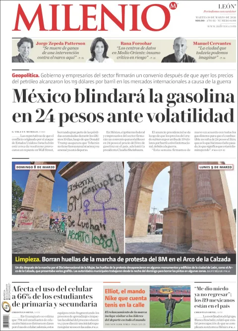 Portada de Milenio Leon del martes, 10 de marzo de 2026