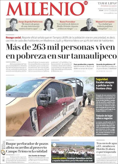 Portada de Milenio Tamaulipas del martes, 10 de marzo de 2026