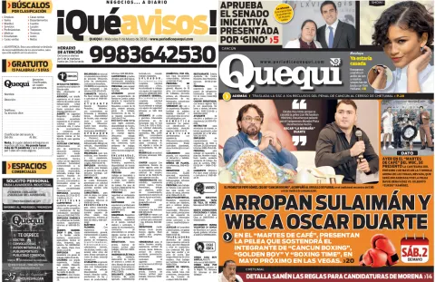 Portada de Quequi (contraportada) del miércoles, 11 de marzo de 2026