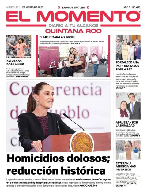 Portada de El Momento Quintana Roo del miércoles, 11 de marzo de 2026