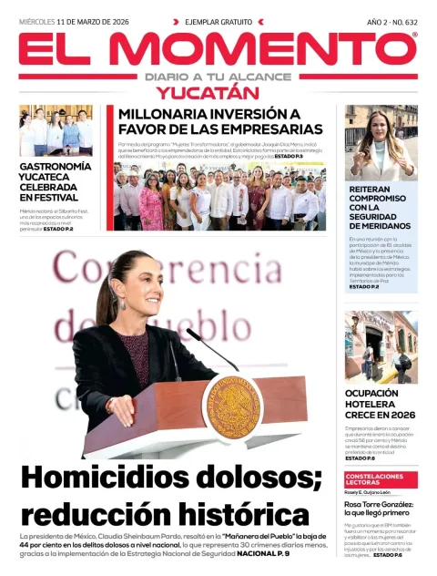 Portada de El Momento Yucatan del miércoles, 11 de marzo de 2026