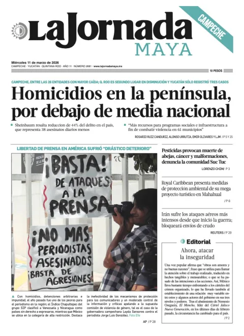 Portada de La Jornada Maya Campeche del miércoles, 11 de marzo de 2026
