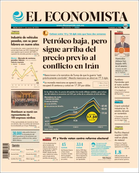 Portada de El Economista del miércoles, 11 de marzo de 2026