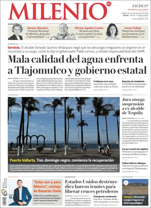 Portada de Milenio Jalisco del miércoles, 11 de marzo de 2026