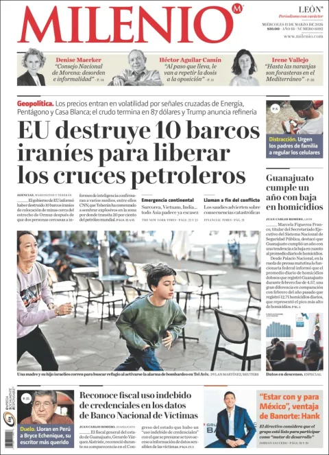 Portada de Milenio Leon del miércoles, 11 de marzo de 2026