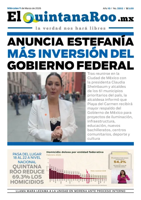 Portada de El Quintana Roo (portada) del miércoles, 11 de marzo de 2026