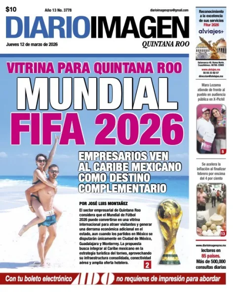 Portada de Diario Imagen Quintana Roo del jueves, 12 de marzo de 2026