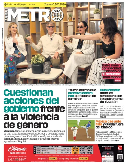 Portada de Publimetro Merida del jueves, 12 de marzo de 2026