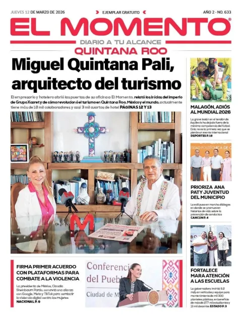 Portada de El Momento Quintana Roo del jueves, 12 de marzo de 2026