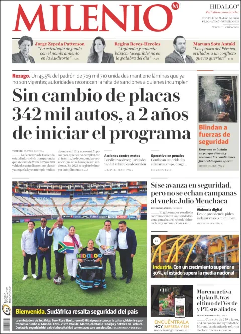 Portada de Milenio Hidalgo del jueves, 12 de marzo de 2026