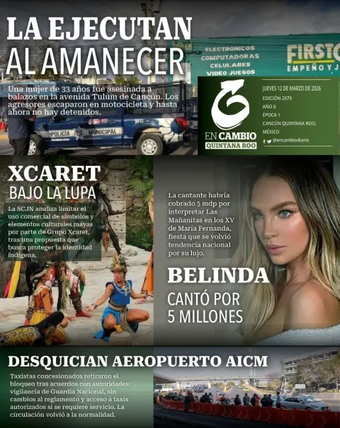 Portada de En Cambio - Quintana Roo (portada) del jueves, 12 de marzo de 2026