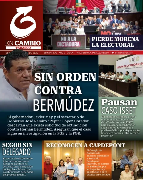 Portada de En Cambio - Tabasco (contraportada) del jueves, 12 de marzo de 2026